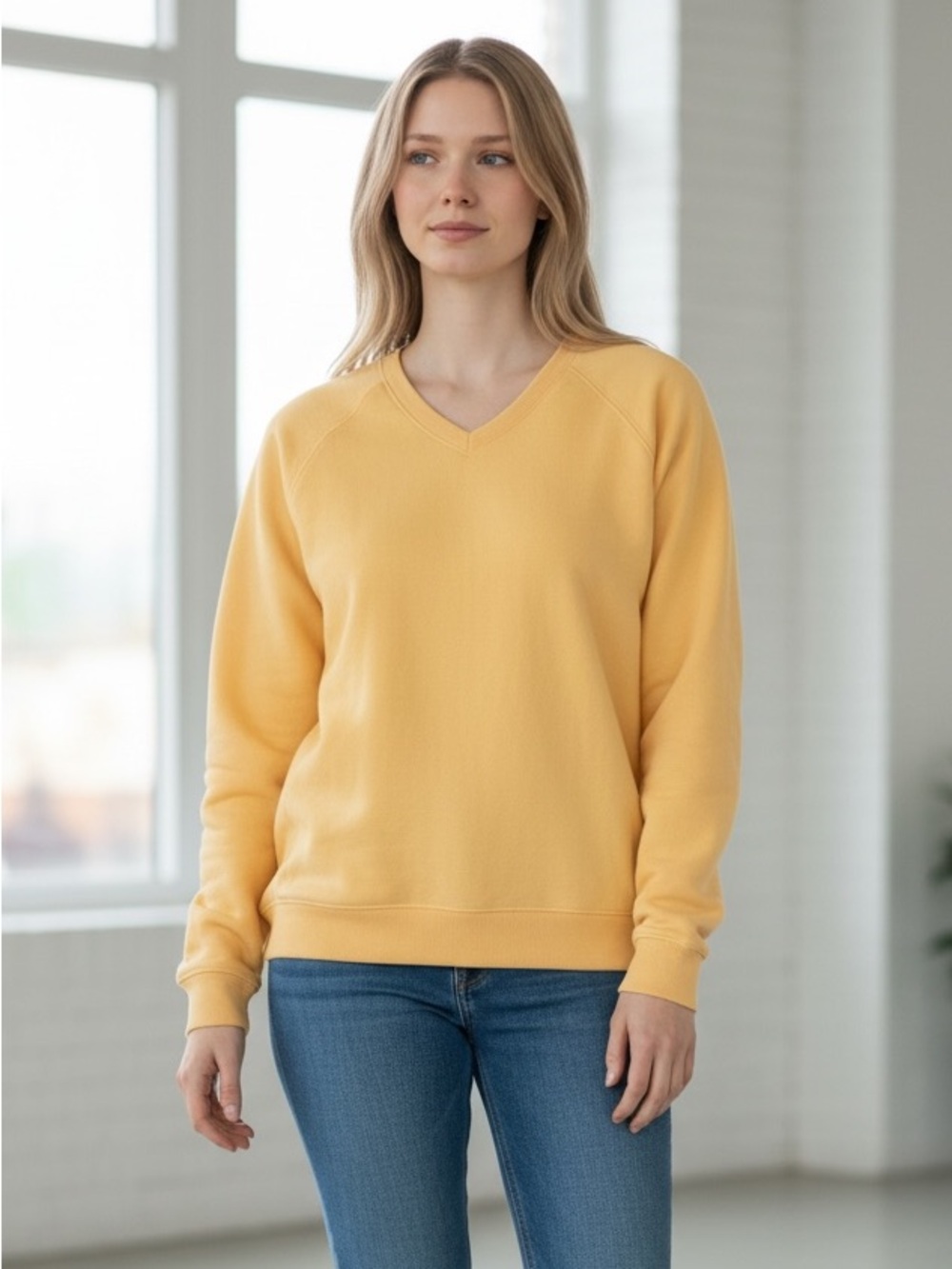 Izod Yellow V-Neck Sweatshirt